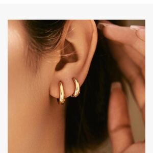 Dainty Metal Drop 18K Gold Plated Small Set (3 Pair) Hoop Earrings